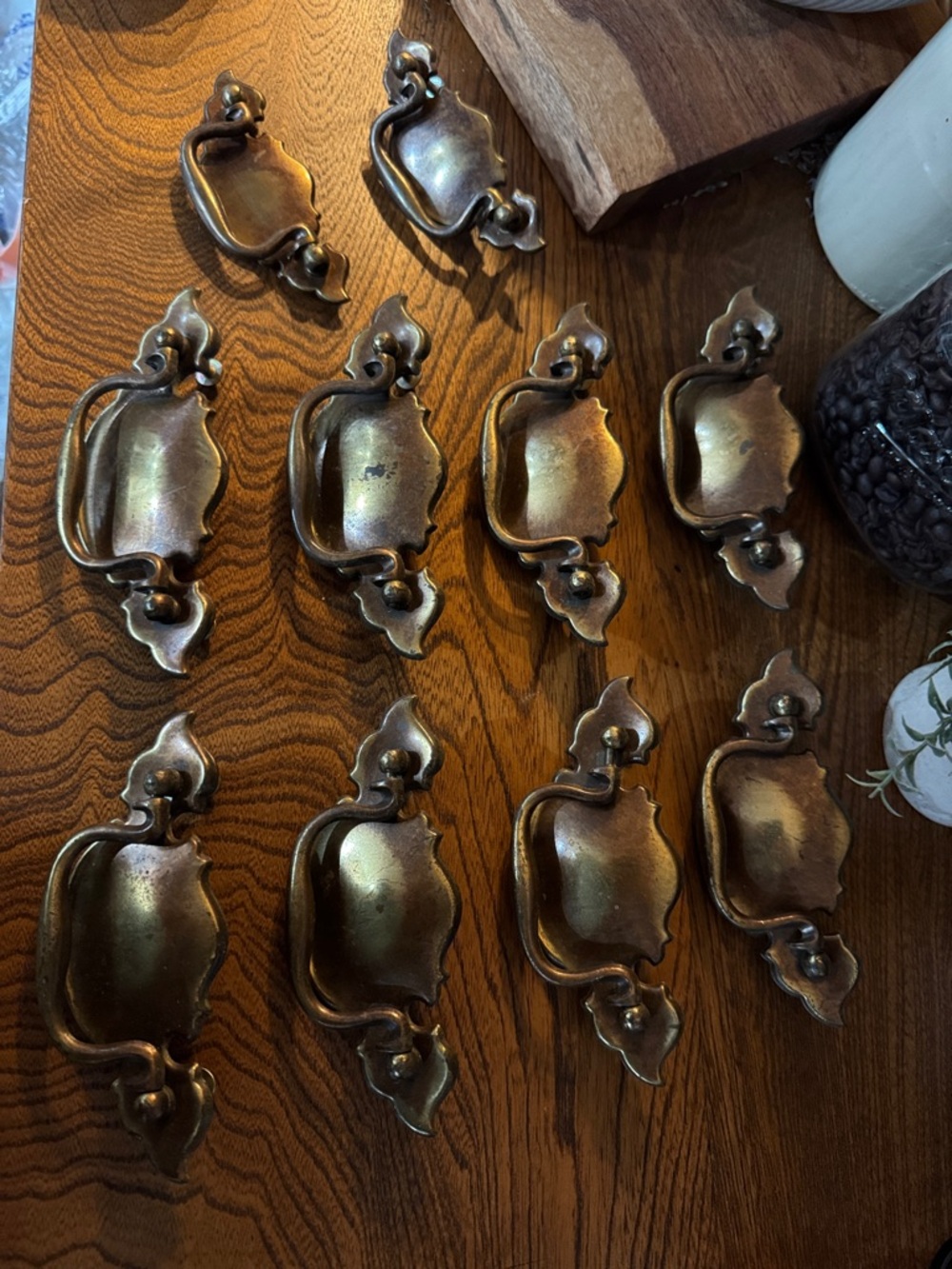 10 Vintage Steel Ornate Bat Wing Furniture Bail Drawer Pulls - 8 LG/2 SM